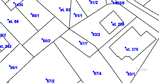 Parcela st. 67/7 v KÚ Lipina, Katastrální mapa