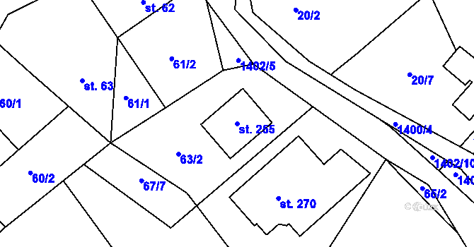 Parcela st. 255 v KÚ Lipina, Katastrální mapa