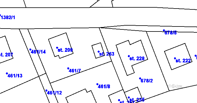Parcela st. 263 v KÚ Lipina, Katastrální mapa