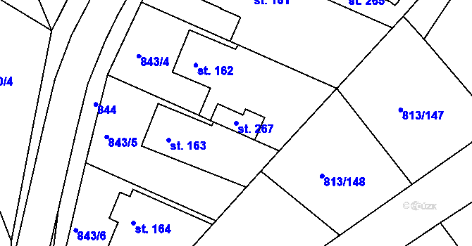 Parcela st. 267 v KÚ Lipina, Katastrální mapa
