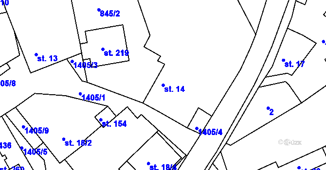 Parcela st. 14 v KÚ Lipina, Katastrální mapa