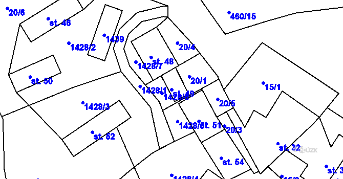 Parcela st. 49 v KÚ Lipina, Katastrální mapa
