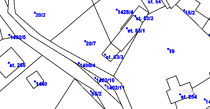 Parcela st. 53/3 v KÚ Lipina, Katastrální mapa