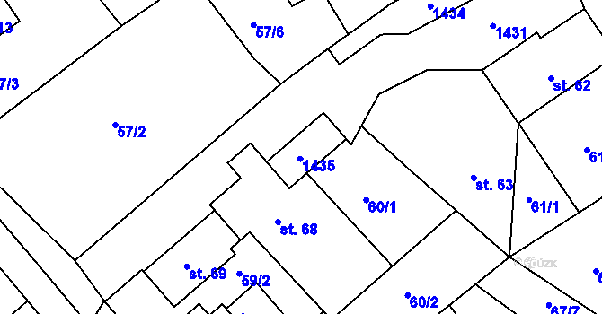 Parcela st. 67 v KÚ Lipina, Katastrální mapa