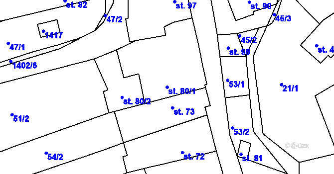 Parcela st. 80/1 v KÚ Lipina, Katastrální mapa