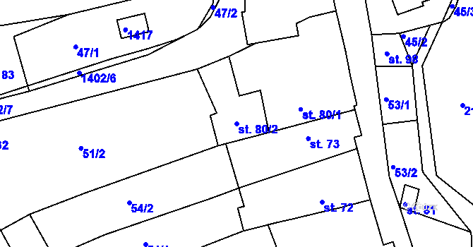 Parcela st. 80/2 v KÚ Lipina, Katastrální mapa
