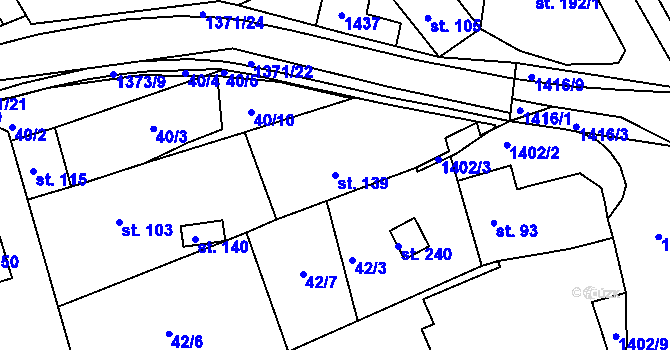 Parcela st. 139 v KÚ Lipina, Katastrální mapa