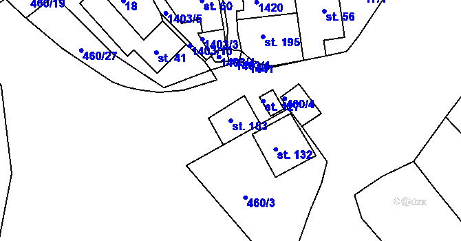 Parcela st. 153 v KÚ Lipina, Katastrální mapa