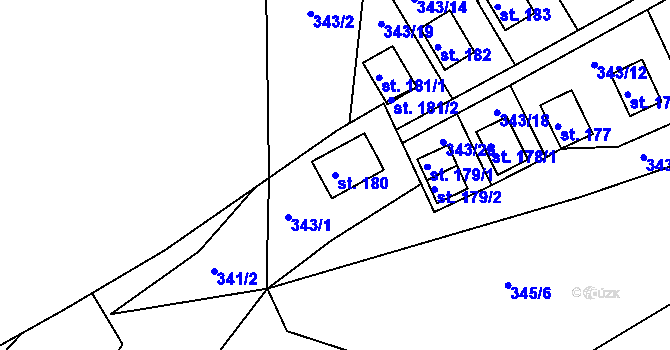 Parcela st. 180 v KÚ Lipina, Katastrální mapa