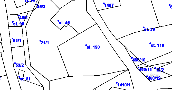 Parcela st. 190 v KÚ Lipina, Katastrální mapa
