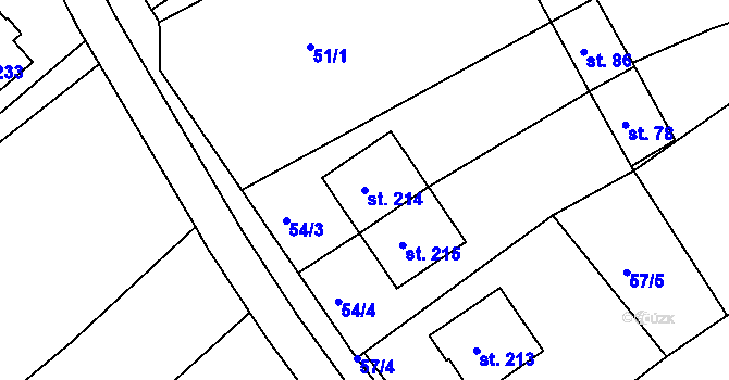 Parcela st. 214 v KÚ Lipina, Katastrální mapa
