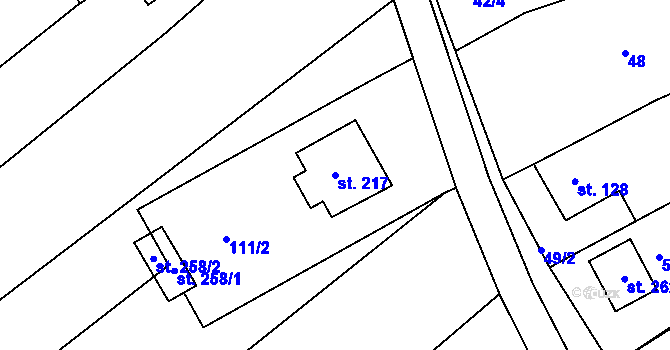 Parcela st. 217 v KÚ Lipina, Katastrální mapa