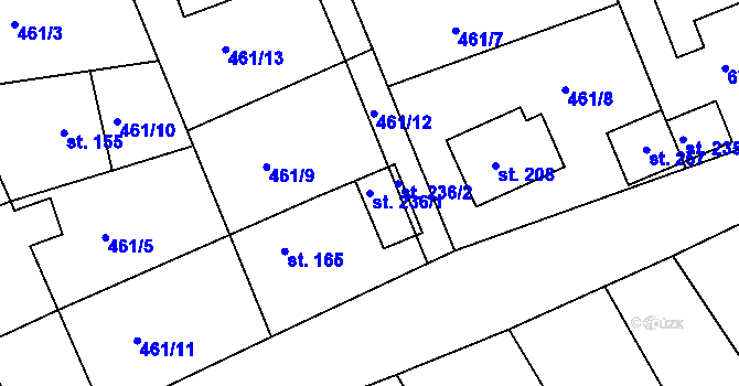 Parcela st. 236/1 v KÚ Lipina, Katastrální mapa