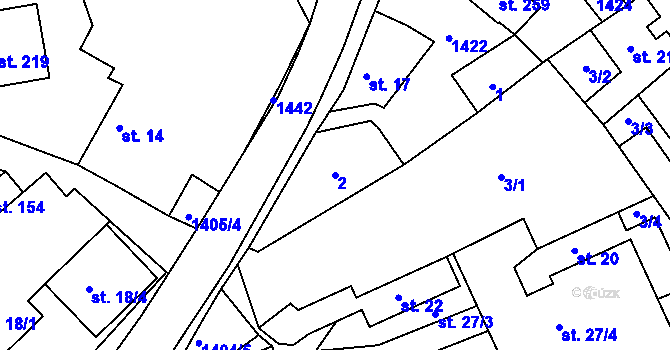 Parcela st. 2 v KÚ Lipina, Katastrální mapa