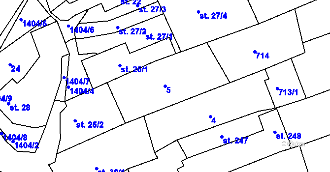 Parcela st. 5 v KÚ Lipina, Katastrální mapa