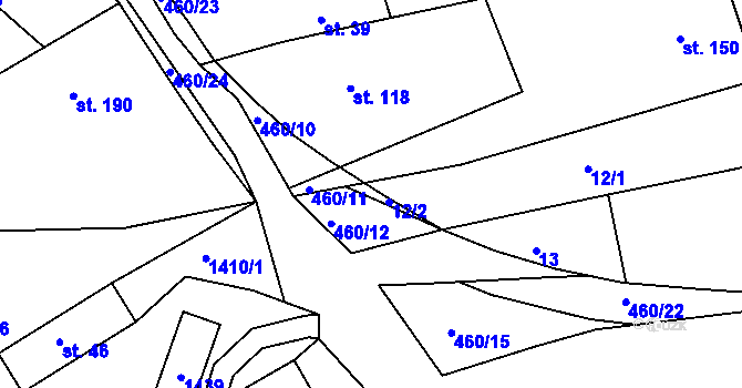 Parcela st. 12/2 v KÚ Lipina, Katastrální mapa