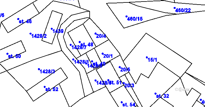 Parcela st. 20/1 v KÚ Lipina, Katastrální mapa