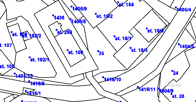 Parcela st. 25 v KÚ Lipina, Katastrální mapa