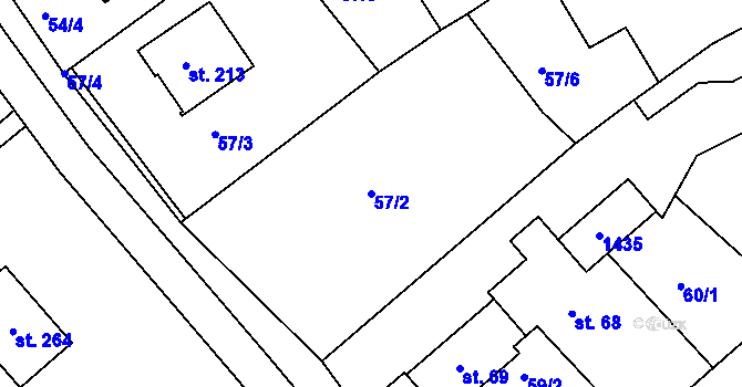 Parcela st. 57/2 v KÚ Lipina, Katastrální mapa