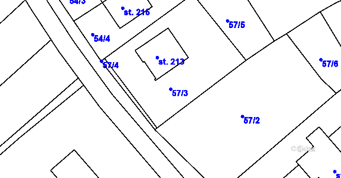 Parcela st. 57/3 v KÚ Lipina, Katastrální mapa