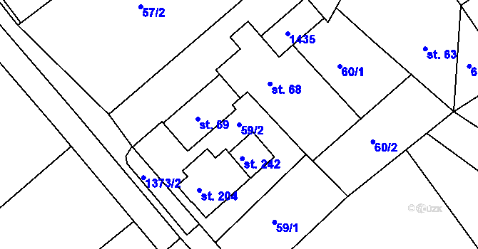 Parcela st. 59/2 v KÚ Lipina, Katastrální mapa