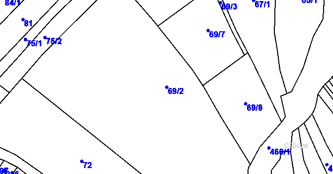 Parcela st. 69/2 v KÚ Lipina, Katastrální mapa