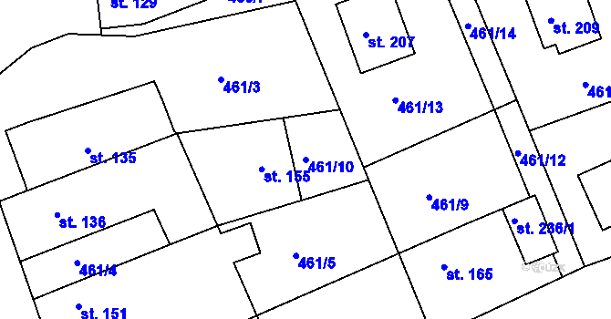 Parcela st. 461/10 v KÚ Lipina, Katastrální mapa