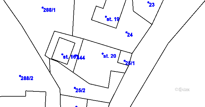 Parcela st. 20 v KÚ Lipinka, Katastrální mapa