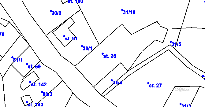 Parcela st. 26 v KÚ Lipinka, Katastrální mapa
