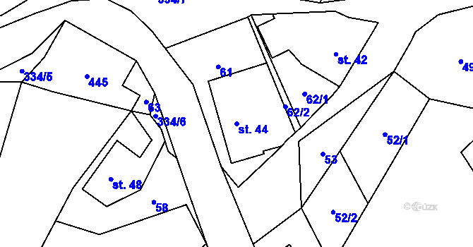 Parcela st. 44 v KÚ Lipinka, Katastrální mapa
