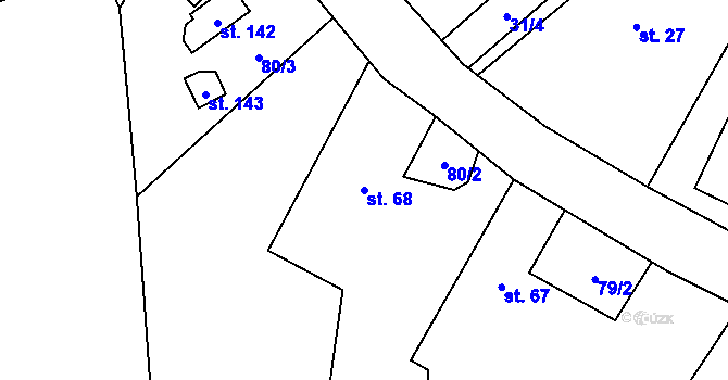 Parcela st. 68 v KÚ Lipinka, Katastrální mapa