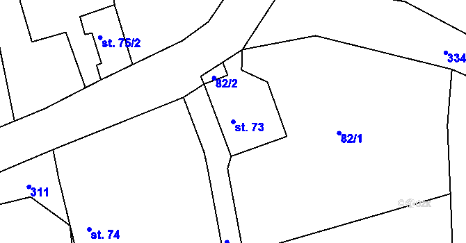 Parcela st. 73 v KÚ Lipinka, Katastrální mapa