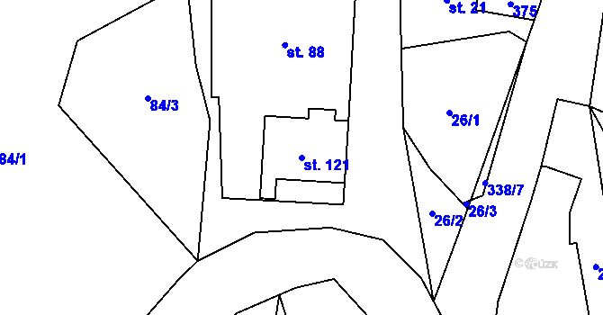Parcela st. 121 v KÚ Lipinka, Katastrální mapa