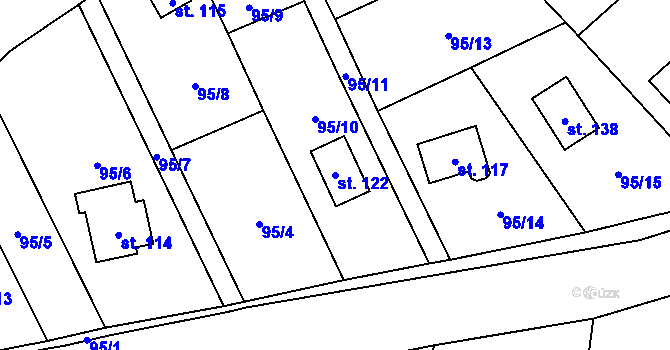 Parcela st. 122 v KÚ Lipinka, Katastrální mapa