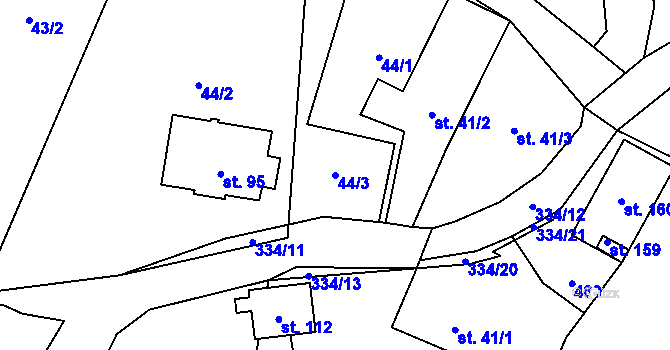 Parcela st. 44/3 v KÚ Lipinka, Katastrální mapa