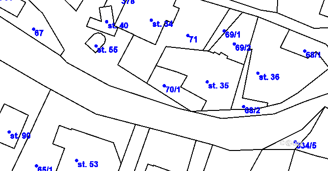 Parcela st. 70/1 v KÚ Lipinka, Katastrální mapa