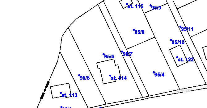 Parcela st. 95/6 v KÚ Lipinka, Katastrální mapa