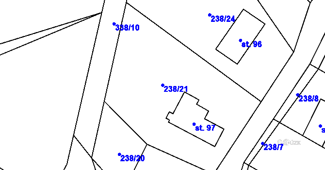 Parcela st. 238/21 v KÚ Lipinka, Katastrální mapa