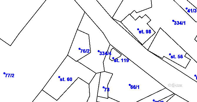 Parcela st. 334/4 v KÚ Lipinka, Katastrální mapa