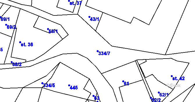 Parcela st. 334/7 v KÚ Lipinka, Katastrální mapa