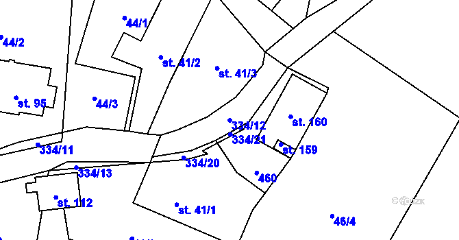 Parcela st. 334/12 v KÚ Lipinka, Katastrální mapa