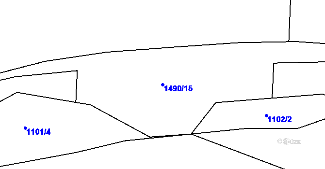 Parcela st. 1490/15 v KÚ Lipná, Katastrální mapa