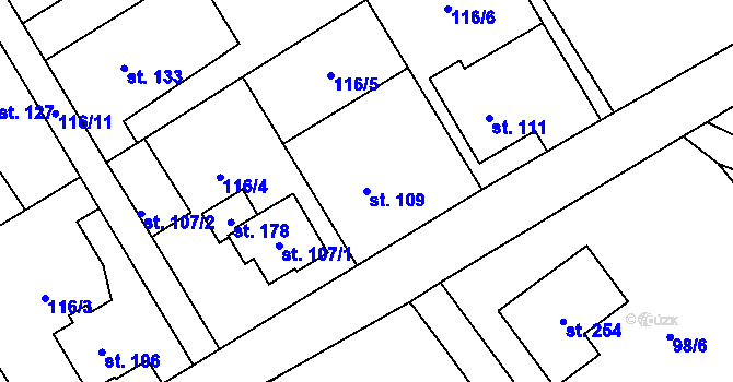 Parcela st. 109 v KÚ Lipnice u Dvora Králové, Katastrální mapa