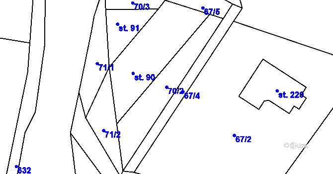 Parcela st. 70/2 v KÚ Lipnice u Dvora Králové, Katastrální mapa