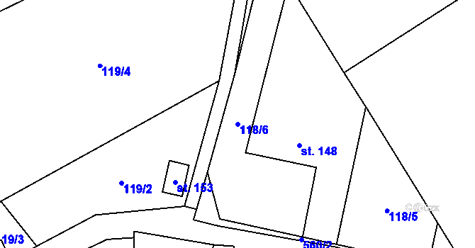 Parcela st. 118/6 v KÚ Lipnice u Dvora Králové, Katastrální mapa