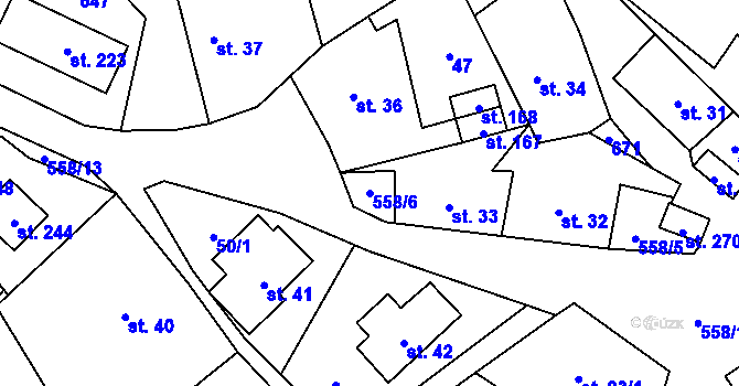 Parcela st. 558/6 v KÚ Lipnice u Dvora Králové, Katastrální mapa