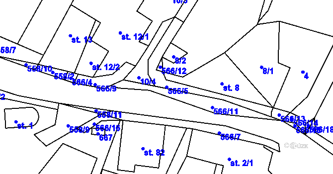 Parcela st. 566/5 v KÚ Lipnice u Dvora Králové, Katastrální mapa