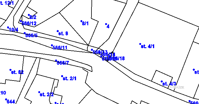 Parcela st. 566/14 v KÚ Lipnice u Dvora Králové, Katastrální mapa