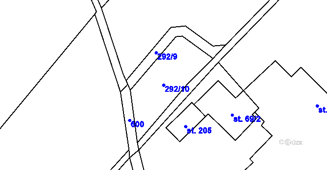 Parcela st. 292/10 v KÚ Lipnice u Dvora Králové, Katastrální mapa