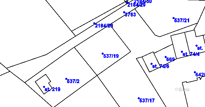 Parcela st. 537/19 v KÚ Lipnice u Dvora Králové, Katastrální mapa